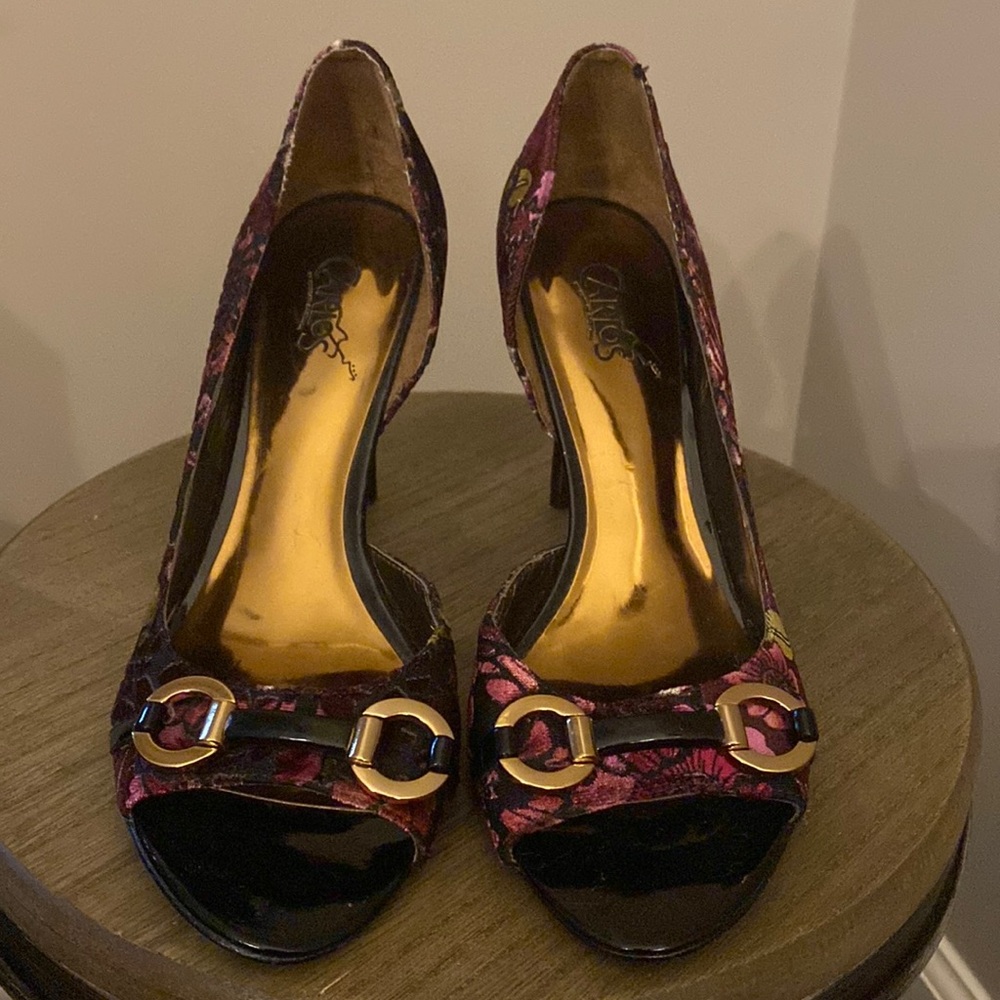 Carlos by Carlos Santana Velvet Brocade D'Orsay Heels
